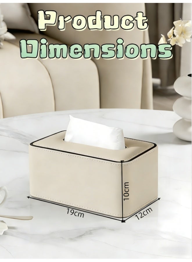 Rectangle Leather Tissue Box Cover, Stylish Cube Tissue Box Holder with Magnetic Bottom, Decorative PU Tissue Box for Vanity Dresser Night Stand Table Countertop Home Office Car (CX-tissue box5003-GRAY) - Image 3